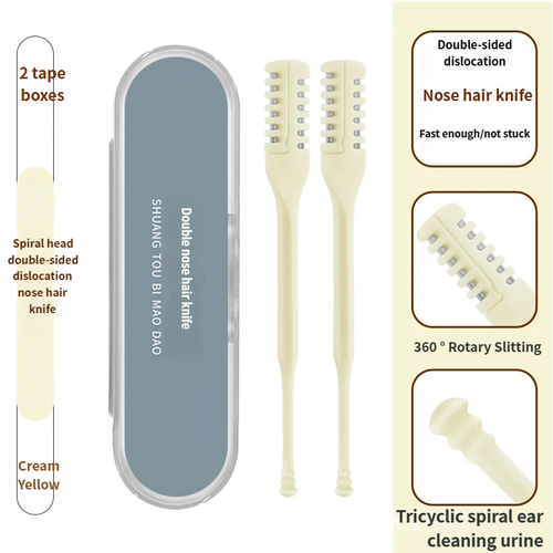 Hot Seller Colorful 2-in-1 Nasal Cutter Upgrade Double Sided Nose Knife 360 Nostril Hair Remover Tool Soft Trimmer Cleaning Brush
