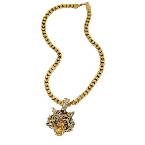 Exquisite Personalized Crystal-Studded Cuban Chain Alloy Necklace