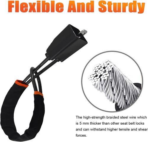 Car Steering Wheel & Seat Belt Lock - 17-inch Universal Anti-Theft Device for Vehicles, SUVs, Golf Carts | Compact & Lightweight Security Lock with Multi-Function Keys