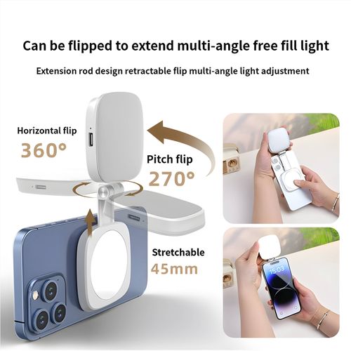 Mobile phone magnetic selfie fill light live photo mini portable makeup mirror foldable pocket light LED light