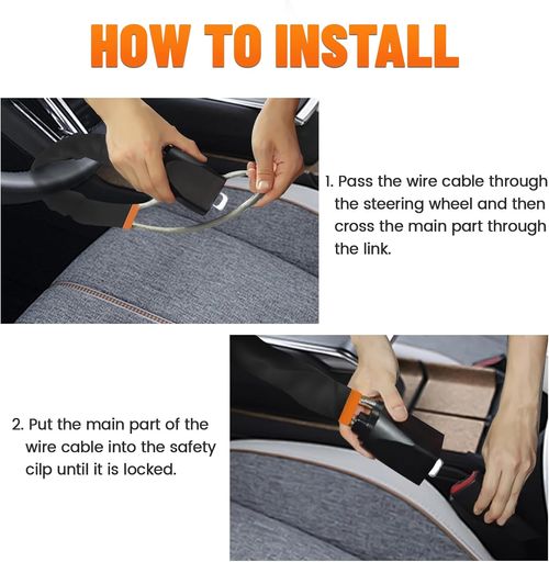 Car Steering Wheel & Seat Belt Lock - 17-inch Universal Anti-Theft Device for Vehicles, SUVs, Golf Carts | Compact & Lightweight Security Lock with Multi-Function Keys