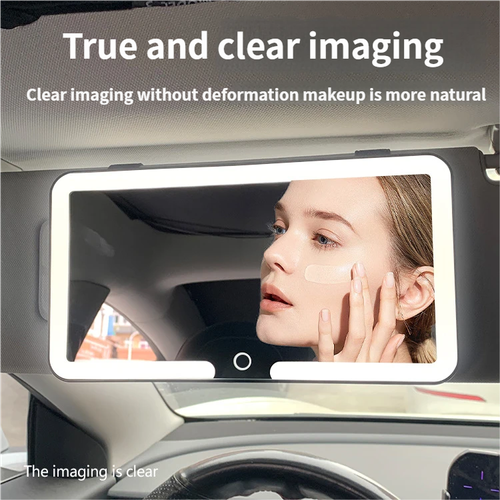 High-Definition Car-Mounted Makeup Mirror with LED Light Sun Visor Fill Light Interior Accessories Stylish Desktop Mirror
