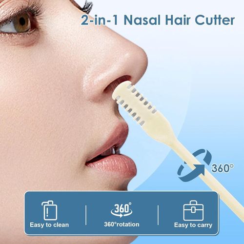 Hot Seller Colorful 2-in-1 Nasal Cutter Upgrade Double Sided Nose Knife 360 Nostril Hair Remover Tool Soft Trimmer Cleaning Brush