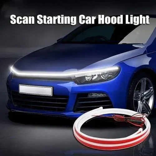 🔥12V LED Car Hood Light Strip | Dynamic Start Scan DRL Universal 🚗