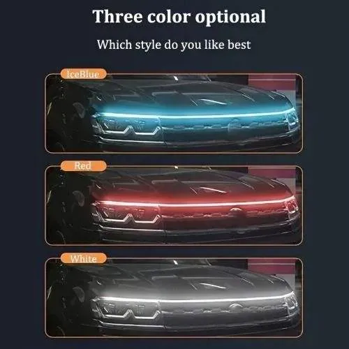 🔥12V LED Car Hood Light Strip | Dynamic Start Scan DRL Universal 🚗