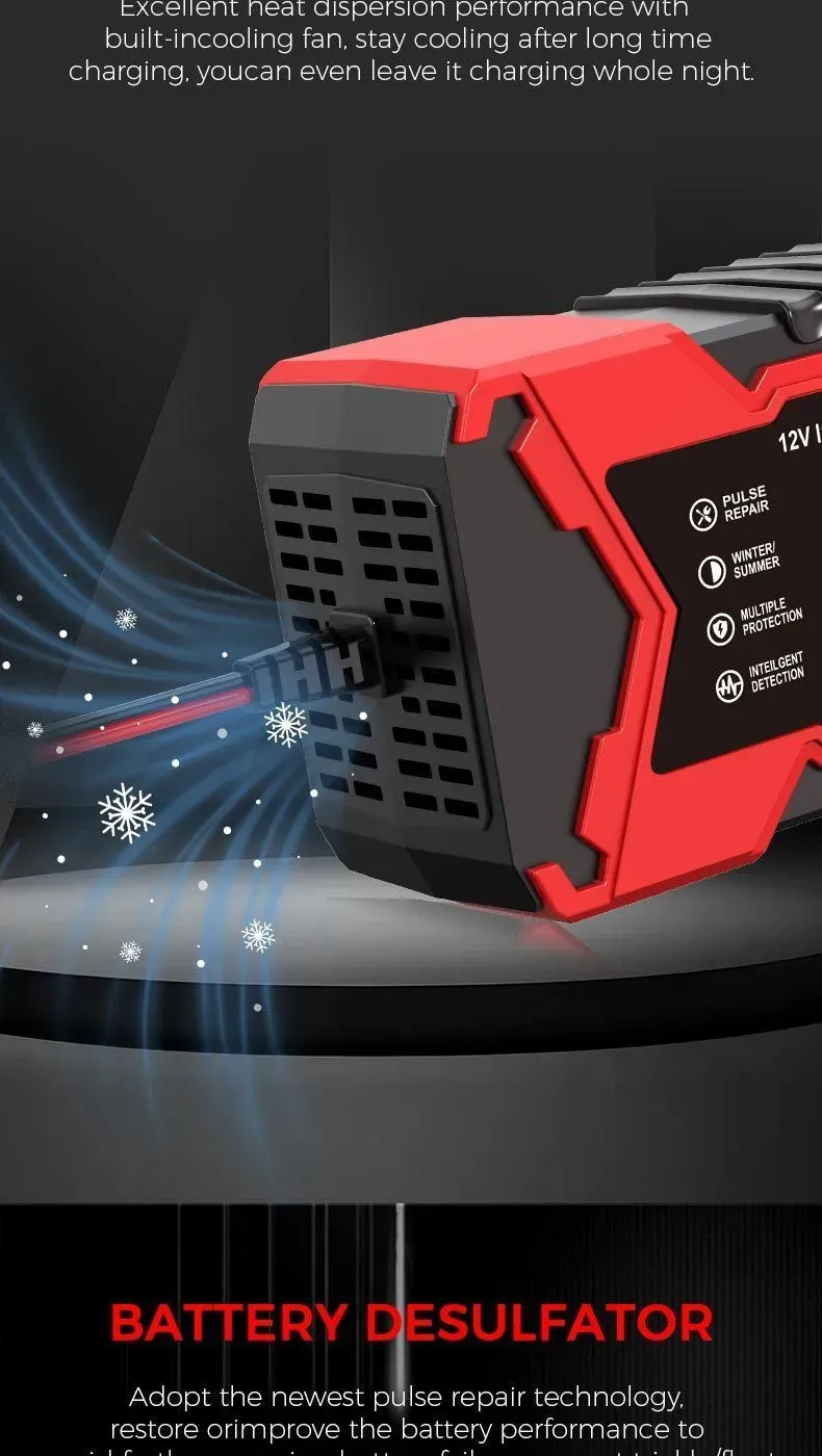 🔥12V 6A Car Motorcycle Battery Charger | Pulse Repair Fast Charging 🚗🏍️