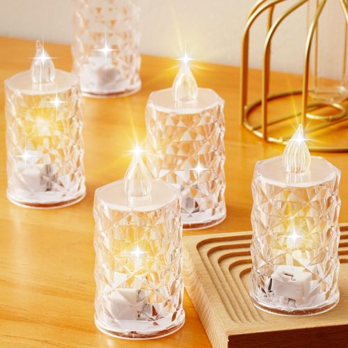 Flame-Free Crystal LED Candles | Create Instant Romantic Warm Ambiance Safely