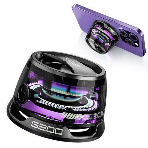 Magnetic Mini Bluetooth Speaker—One-touch attachment, combining RGB lighting effects with a phone stand.