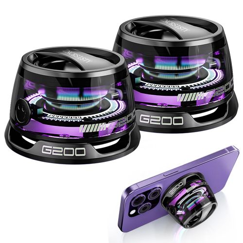 Magnetic Mini Bluetooth Speaker—One-touch attachment, combining RGB lighting effects with a phone stand.