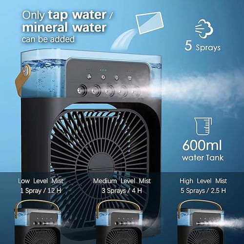 3 In 1 Portable Rechargeable Air Cooler Humidifier Fan