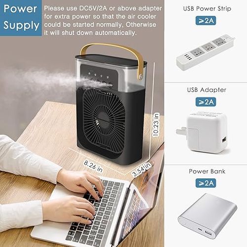 3 In 1 Portable Rechargeable Air Cooler Humidifier Fan