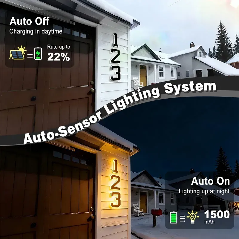 4.3-Inch Waterproof LED Solar Lighted House Numbers for Outside
