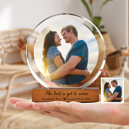 Custom Couple Photo The Best Is Yet To Come Round Acrylic Frame Block Engagement Gifts for Couple