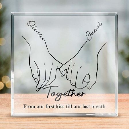 I Love You Forever & Always - Couple Personalized Custom Square Shaped Acrylic Plaque