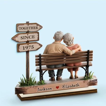Custom Couple Personalized Double Layer Wooden Sign with Flat Stand - Housewarming Gift, Anniversary