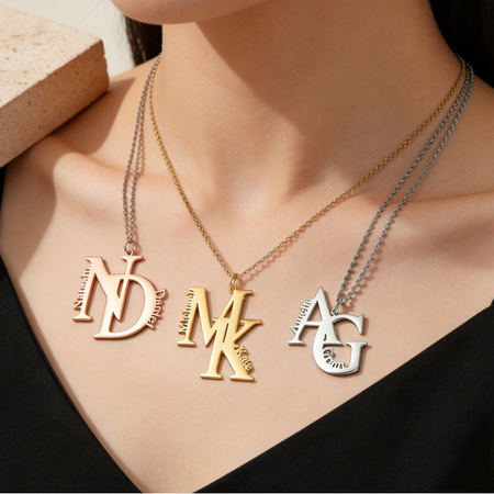 Personalized Double Initial Necklace with Custom Names