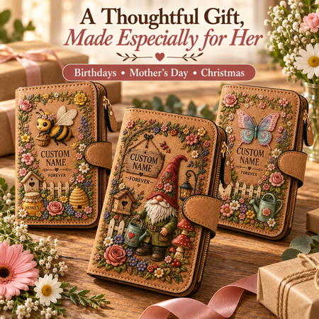 Personalized Garden Embossed Wallet with Name & Forever – Custom Gift for Her