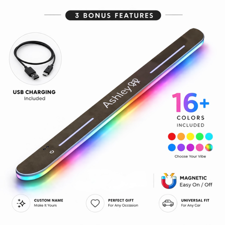 Custom RGB LED Car Door Welcome Light – Personalized Name Glow Door Pedal Light, Motion Sensor Interior Ambient Light, Passenger Princess Car Accessory