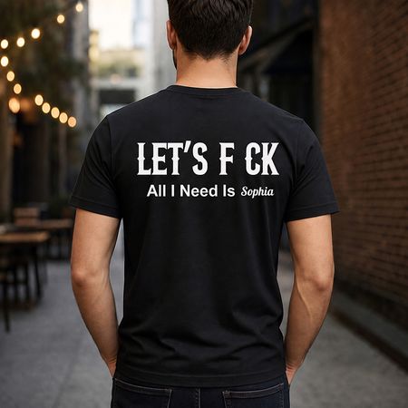 Personalized 'LET'S F CK' Couple T-Shirt – Custom Name Funny Matching Shirt for Husband, Wife, Boyfriend & Girlfriend Gift