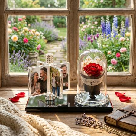 Personalized Photo Rose Light Gift for Couples