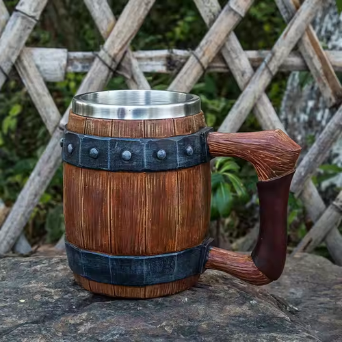 The wooden barrel shape makes beer more ceremonial!