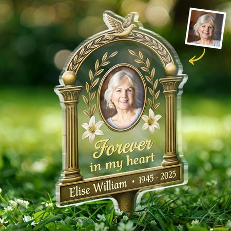 Custom Personalized Stained Glass Style Acrylic Garden Stake - Sympathy Gift for Family Members