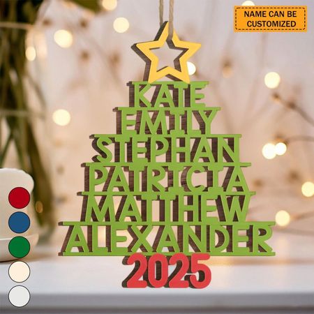 Custom Family Names 2025 Christmas Tree Ornament - Personalized Family Ornament