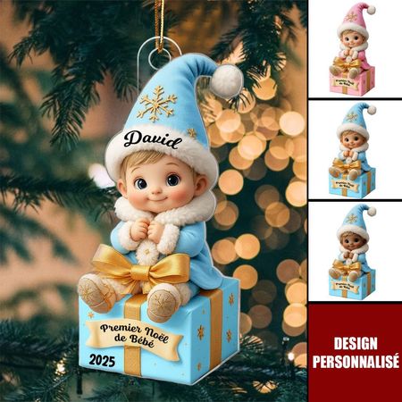 Personalized Acrylic Ornament – Baby's First Christmas with Name and Date