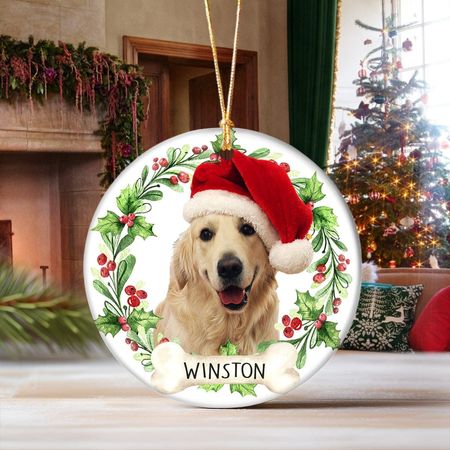 Customize Photo Dog Ceramic Ornament For Christmas DA199 889847