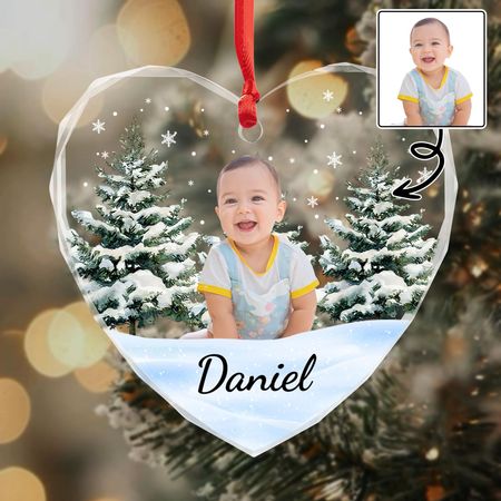 Create A Magical Holiday Memory With A Baby - Personalized Heart Glass Ornament