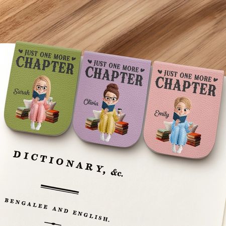 Custom Leather Magnetic Bookmark - Personalized  Bookish Gifts For Book Lovers, Bookworms, Readers - One More Page Always