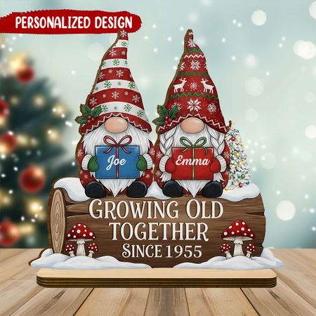 Couple Growing Old Together Personalized Wooden Plaque