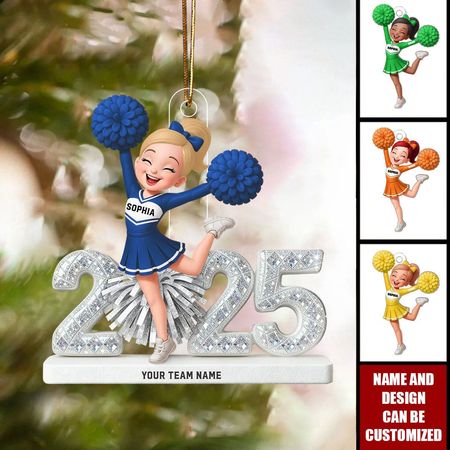 3D Shining Effect Christmas Cheerleader - Personalized Acrylic Ornament - Christmas Gift For Cheerleaders