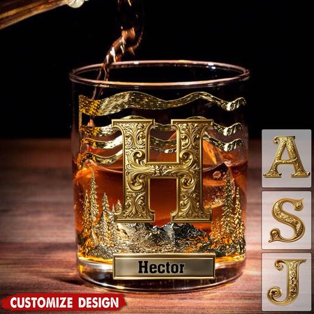 Alphabet Initial for Whisky, Bourbon Lovers-Personalized Whisky Glass
