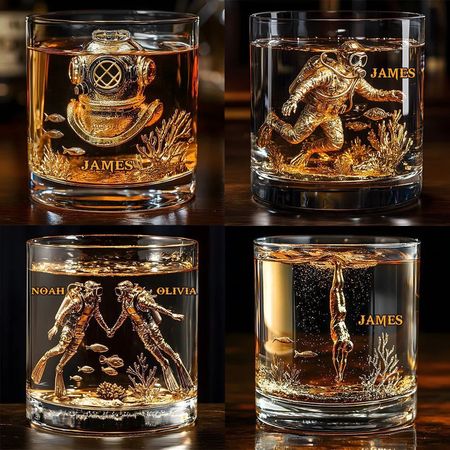 Gift for Diving Lovers-Personalized Scuba Diving Whisky Glass