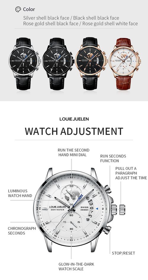 LOUIE JUELEN 576 Hot Sale Waterproof Analog Watch Men Calendar Men's Fashion Business Quartz Wrist Watches Leather Belt Clock