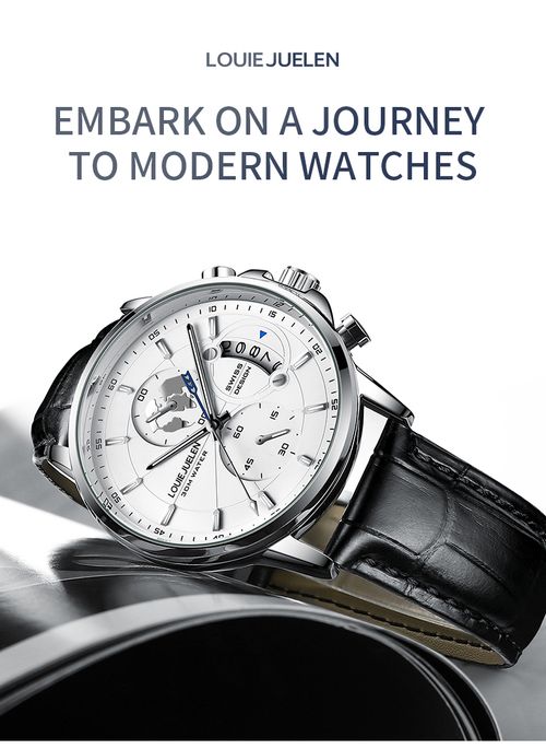 LOUIE JUELEN 576 Hot Sale Waterproof Analog Watch Men Calendar Men's Fashion Business Quartz Wrist Watches Leather Belt Clock