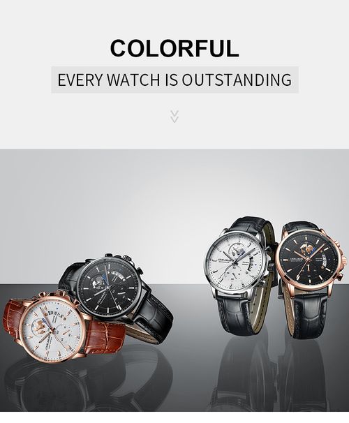 LOUIE JUELEN 576 Hot Sale Waterproof Analog Watch Men Calendar Men's Fashion Business Quartz Wrist Watches Leather Belt Clock