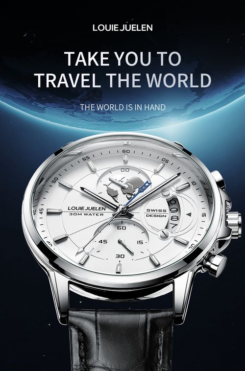 LOUIE JUELEN 576 Hot Sale Waterproof Analog Watch Men Calendar Men's Fashion Business Quartz Wrist Watches Leather Belt Clock