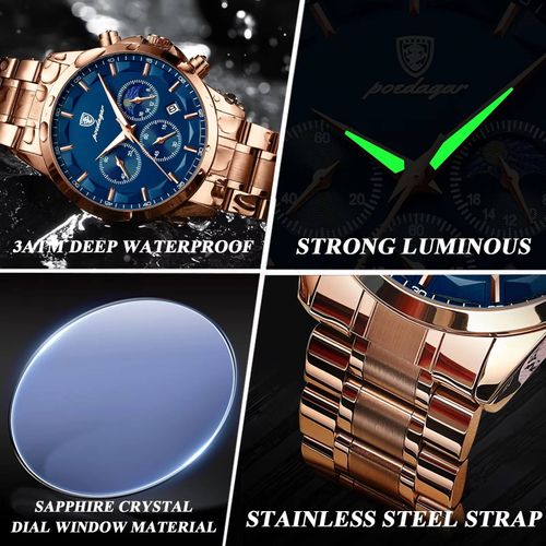 Waterproof Luminous Mens Quartz Watch New Arrivals Fashion Luxury for Men Watches Stainless Leather Wristwatch
