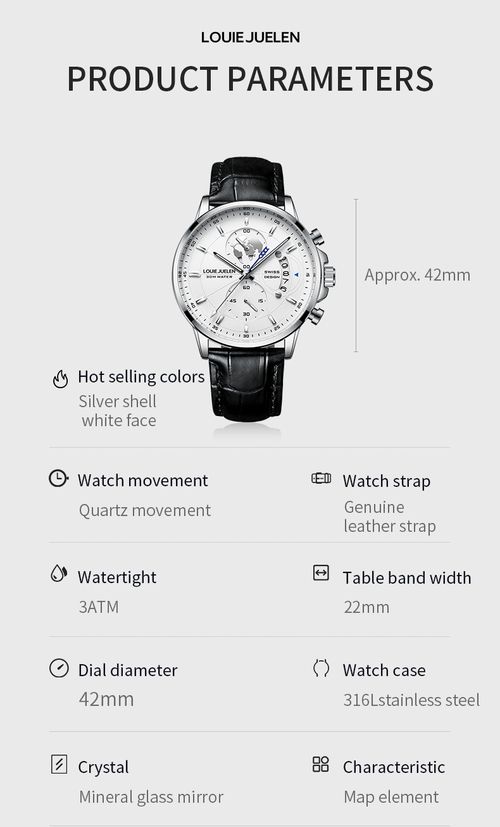 LOUIE JUELEN 576 Hot Sale Waterproof Analog Watch Men Calendar Men's Fashion Business Quartz Wrist Watches Leather Belt Clock