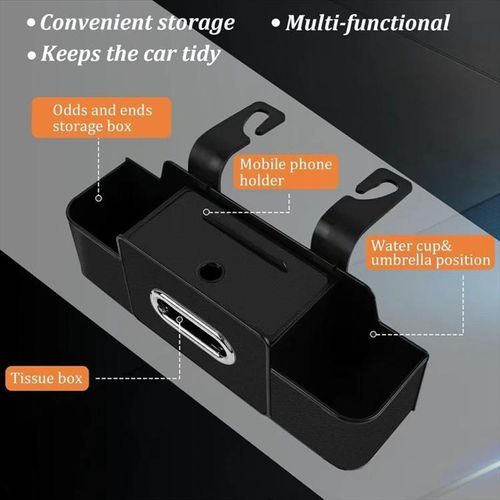 Multifunctional car seat back storage box