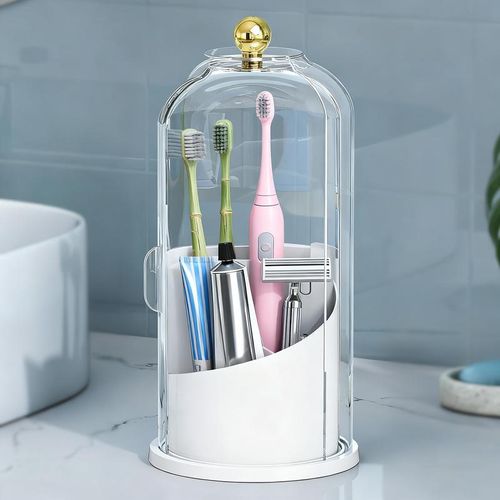 360° rotating toothbrush and makeup brush holder