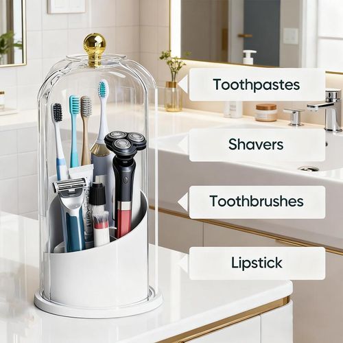 360° rotating toothbrush and makeup brush holder