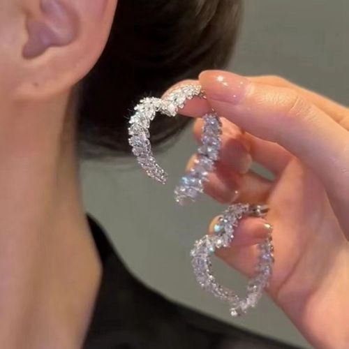 Diamond-studded women's earrings