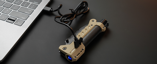 Survival Multitool with Folding Knife, LED Flashlight, Pulse Ignition and Hand Crank Generator, Camping Multitool Knife Rechargeable Flashlight with Belt Sheath (Black)