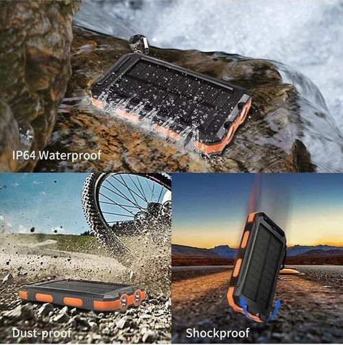 Outdoor Waterproof Solar Power Bank 10000mAh Large‑Capacity Portable Charger with Compass Function