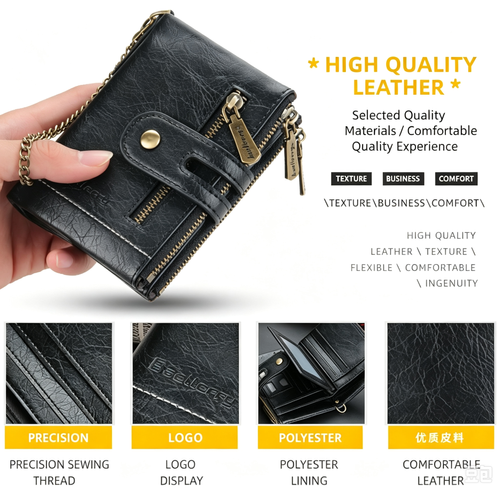 New Men's Short Billfold | Large Capacity Multi Card Slots Wallet with Coin Pocket