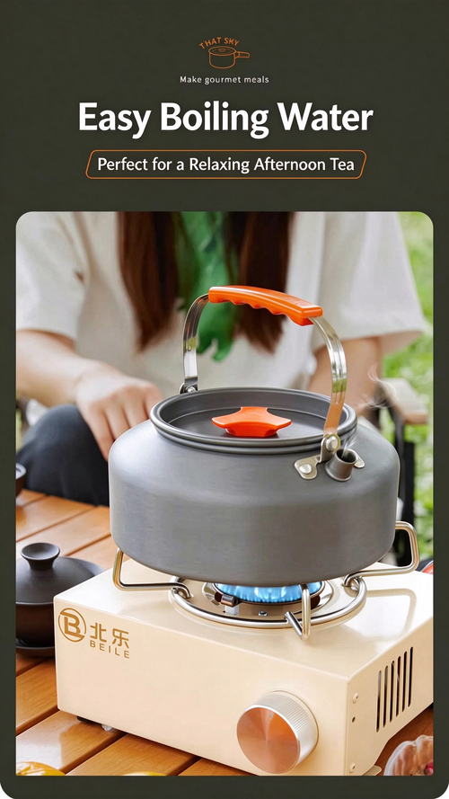 Outdoor Camping Cookware Set, Portable Stove & Kettle, Camping Pots and Tableware Kit for Picnic & Wild Cooking
