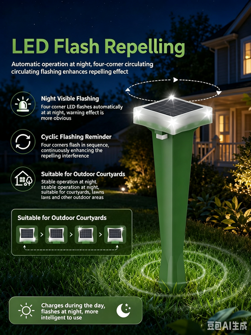 Outdoor Solar Snake & Rodent Repeller, IP65 Waterproof Simulated Seismic Wave Vibration Pest Repellent Stake for Garden Lawn